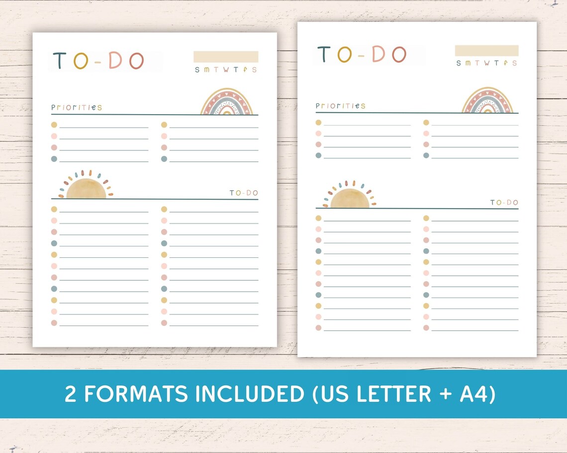 Printable Boho To-do List US Letter A4 Editable Instant - Etsy