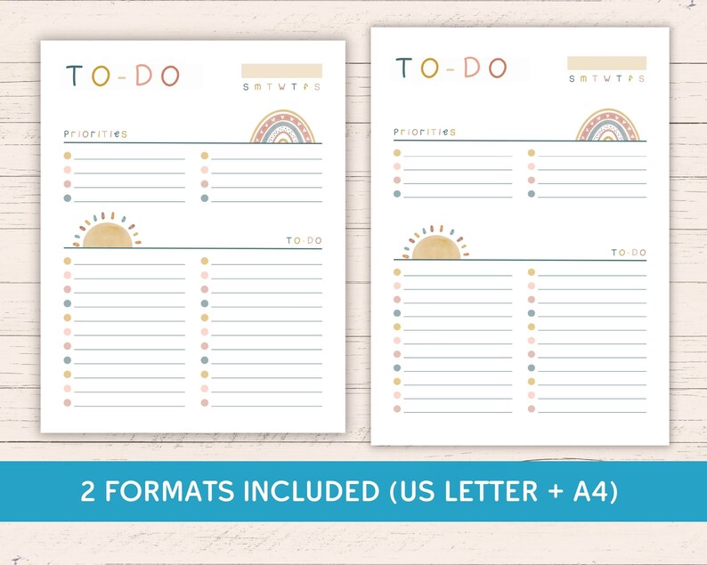 Printable Boho To-do List US Letter A4 Editable Instant - Etsy