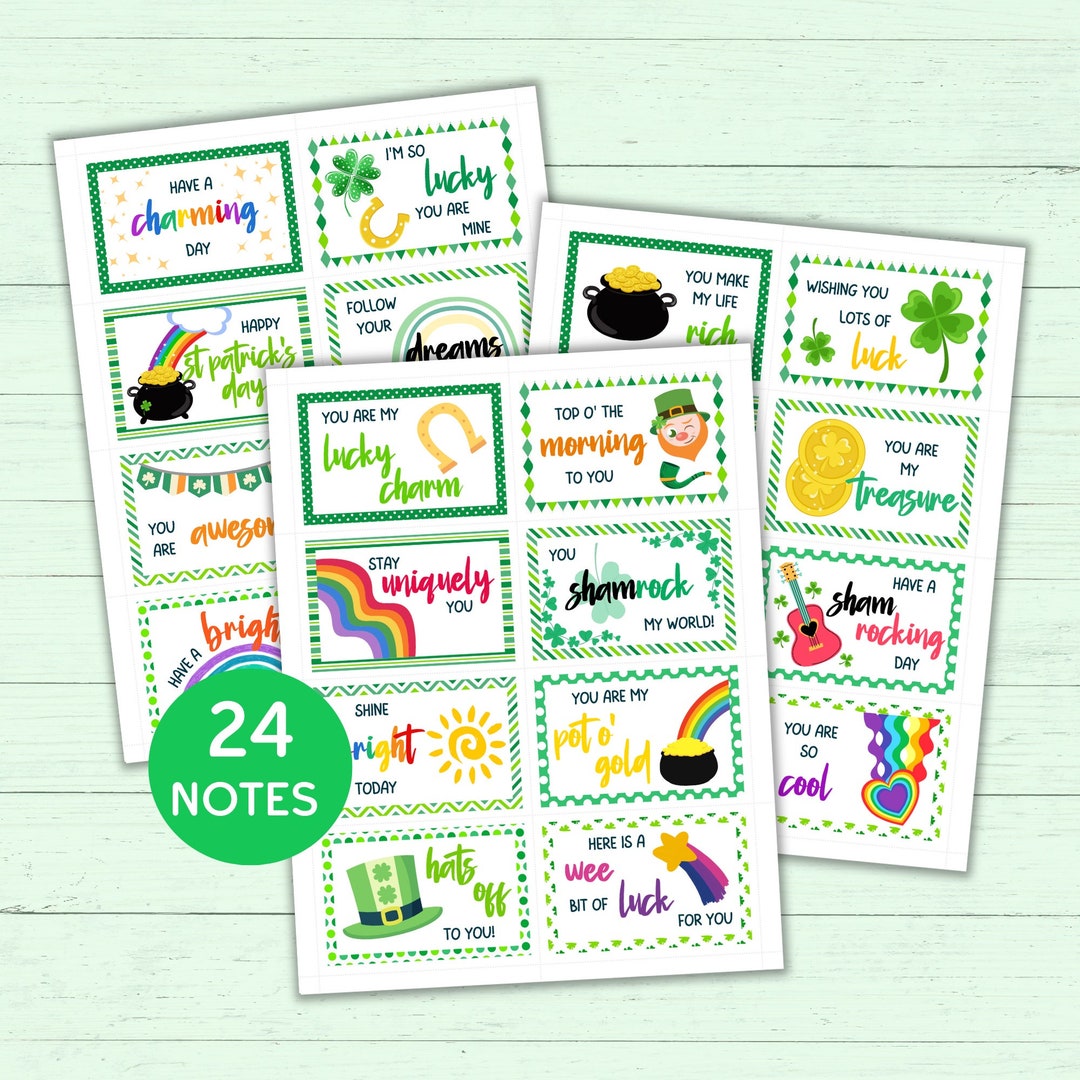 24 Cute St Patrick's Day Lunch Box Notes for Kids - Printable Lunchbox ...