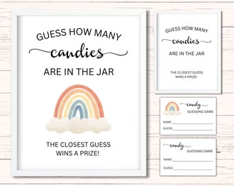 Guess How Many Candies Game - Candy Guessing Game - How Many Candies Are in the Jar - Printable Baby Shower Game - Baby Shower Activity