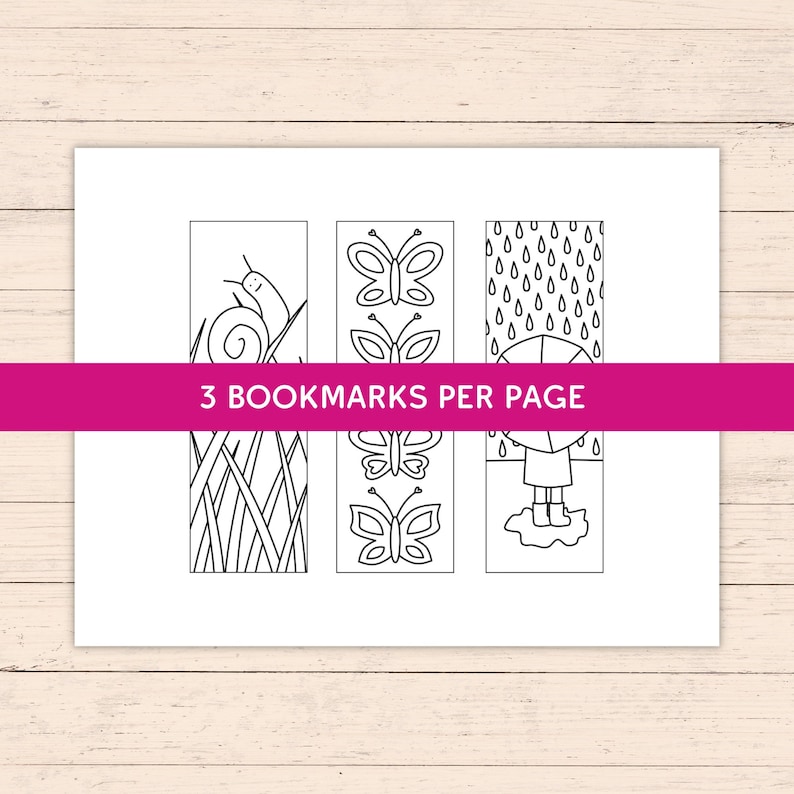 Printable Spring Coloring Bookmarks - Set of 6 - PDF Instant Digital ...
