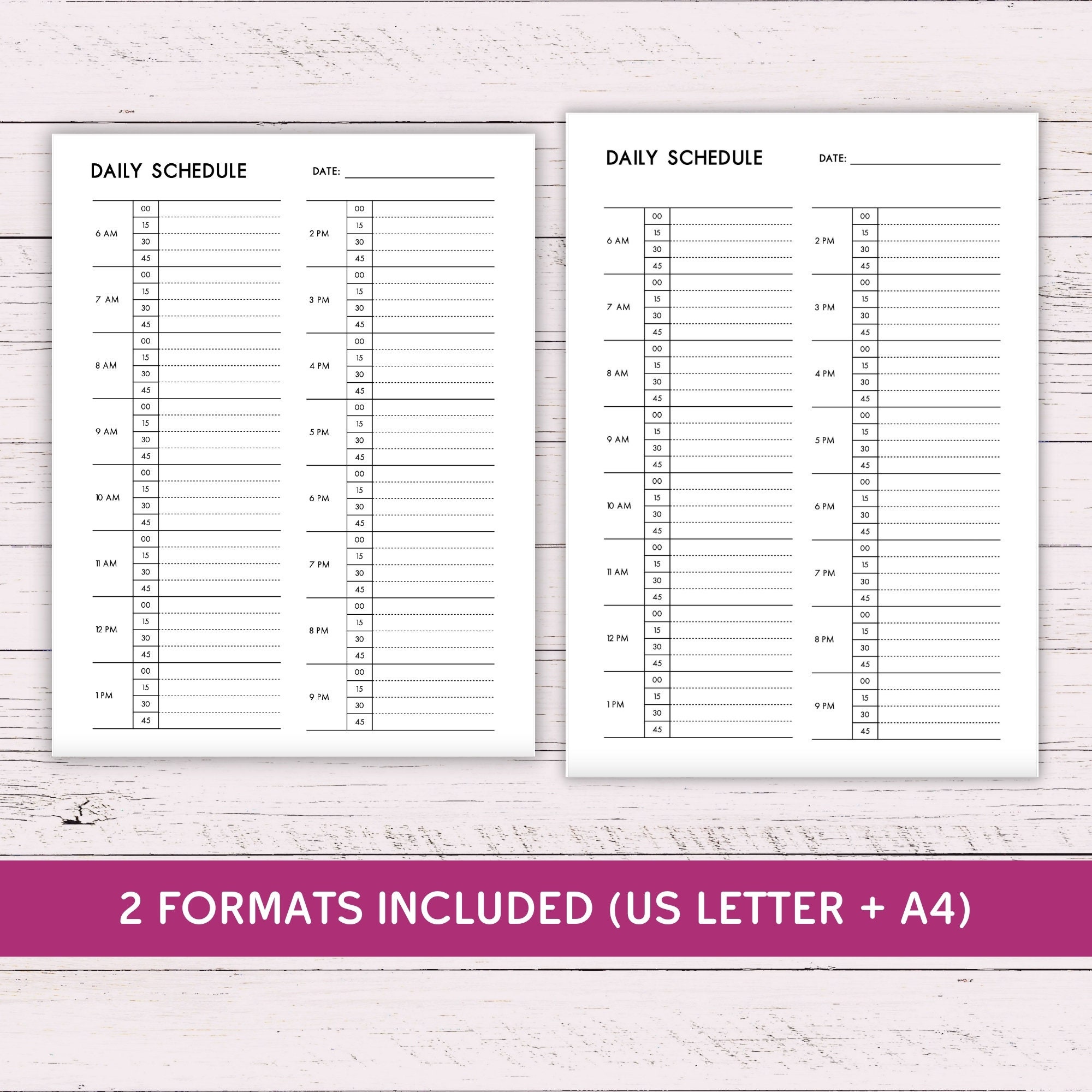 Printable 15-minute Schedule Planner - Editable Instant Download ...