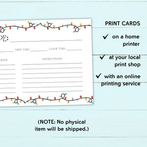 Printable Christmas Recipe Card - Editable Recipe Card Template - 4x6 ...