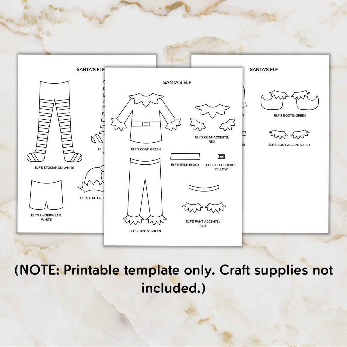 Printable Template for Santa's Elf Clothesline Garland - PDF Instant ...