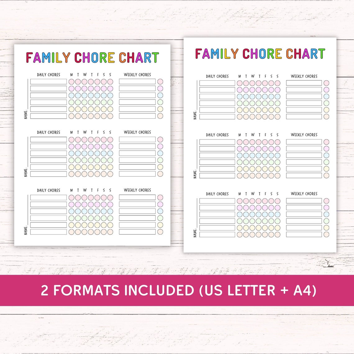 Printable Family Chore Chart - Editable Chore Chart for Multiple Kids ...