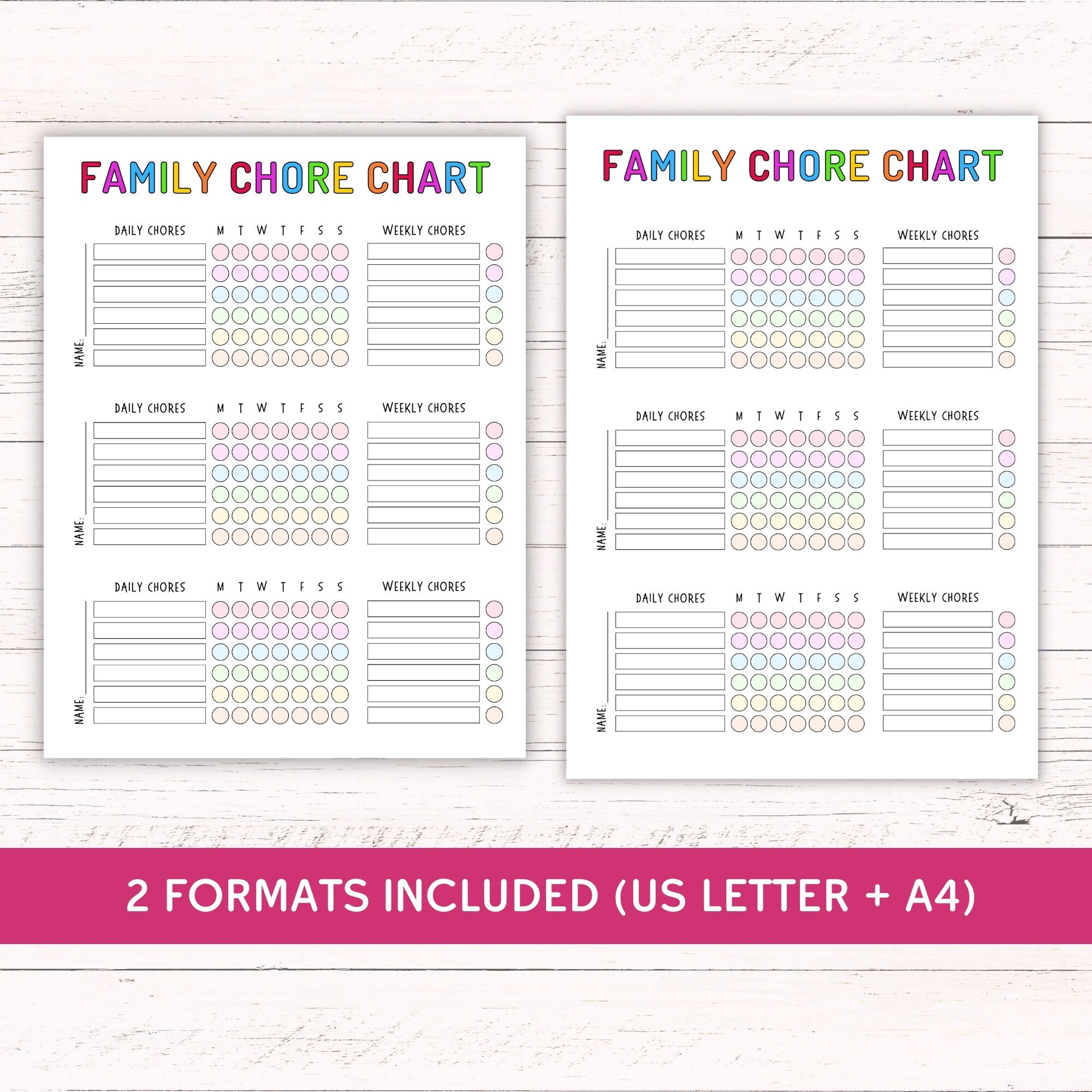 Printable Family Chore Chart - Editable Chore Chart for Multiple Kids ...