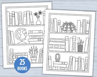 Bookshelf Reading Tracker Printable - 25 Books | 2 Designs - Printable Reading Log - Reading Planner - Bookshelf Reading Challenge - 4 Sizes