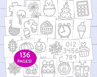 Q-Tip Painting MEGA BUNDLE (136 Pages) - Preschool Worksheets for Fine Motor Practice - Q-Tip Tracing Sheets - Q-Tip Painting Templates