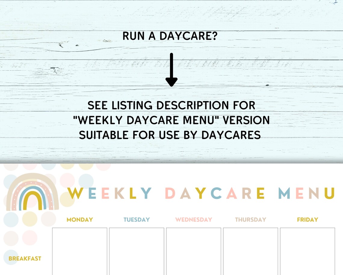 Cute Printable Weekly & Monthly Menu for Kids Blank Fillable PDF ...