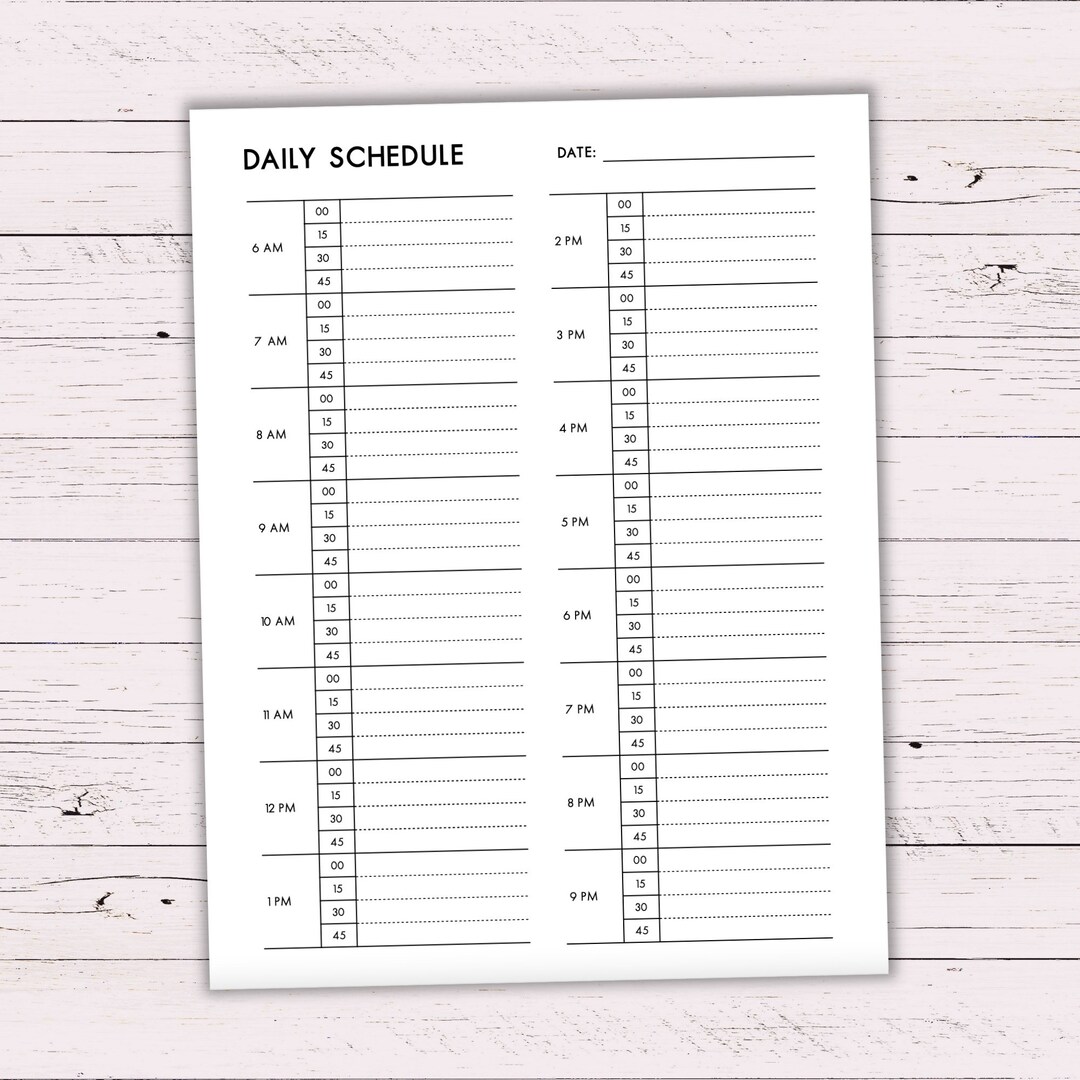 Printable 15-minute Schedule Planner - Editable Instant Download ...