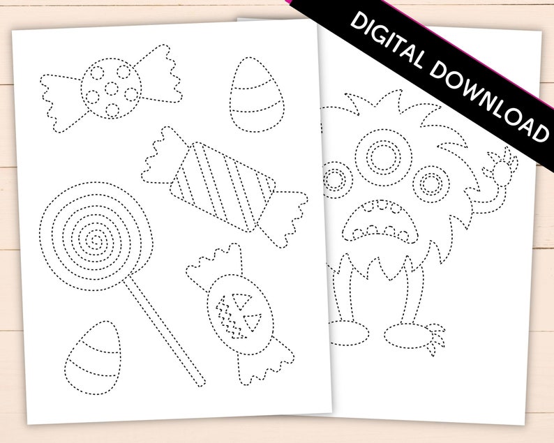 Printable Halloween Trace & Color Sheets Tracing Worksheets Etsy Canada