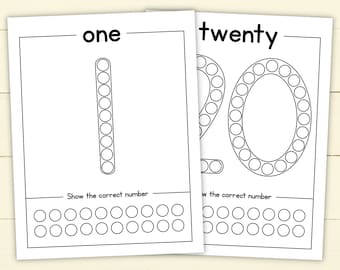 Dot-to-Dot Numbers 1-20 - Printable Learning Activity for Kids - Toddlers, Preschool & Kindergarten Counting Worksheet - Dot Marker Coloring
