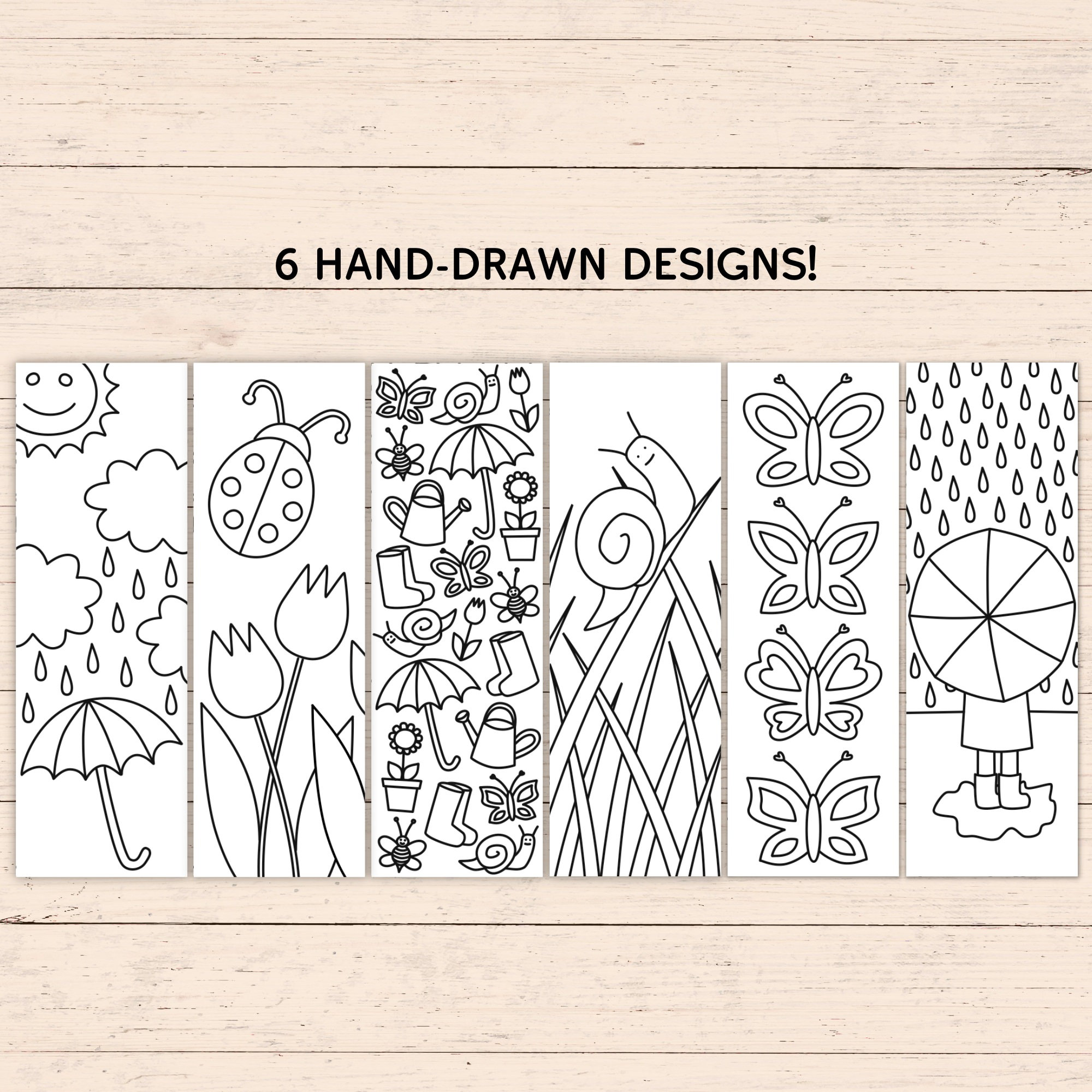 Printable Spring Coloring Bookmarks - Set of 6 - PDF Instant Digital ...
