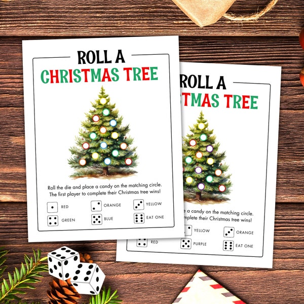 Roll a Christmas Tree Game - Printable Holiday Game - Christmas Activity for Kids & Adults - Christmas Dice Game - Printable Party Game