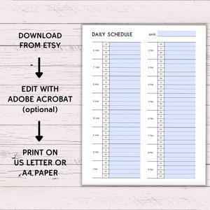 Printable 15-minute Schedule Planner - Editable Instant Download ...