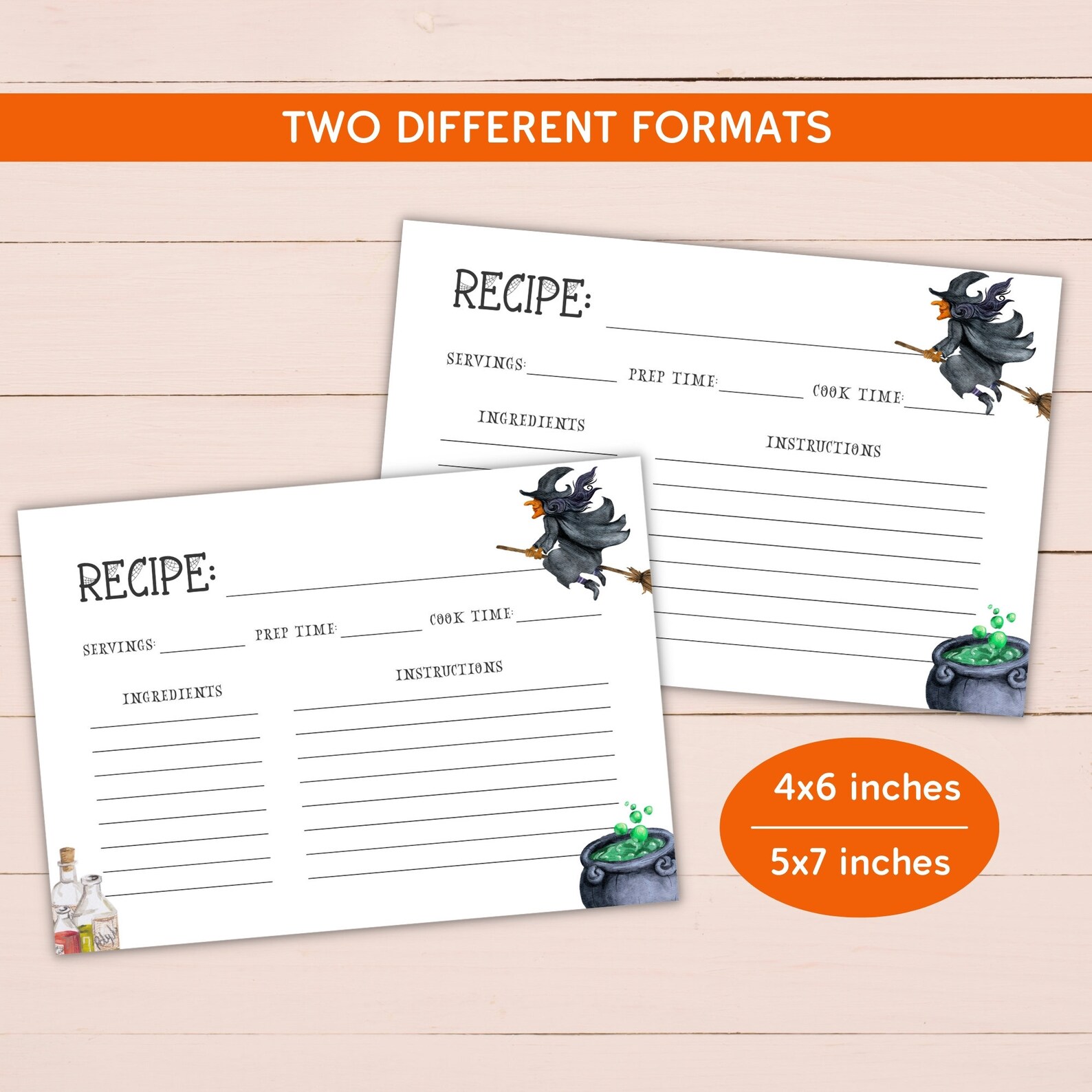 Printable Halloween Recipe Card Bundle - Editable Recipe Card Template ...
