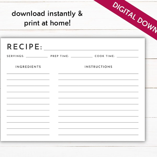 Pdf Recipe Template - Etsy