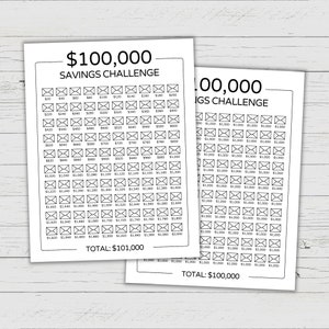 100K Savings Challenge Printable - 100 Envelopes Saving Challenge - 100000 Savings Tracker - Savings Tracker for 100,000 Savings Challenge