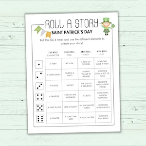 St. Patrick's Day Eine Geschichte schreiben - Kreatives Schreiben - Kreatives Würfelspiel - Druckbare Story-Würfelspiel - Leseübungen - Schreib herausgefordert