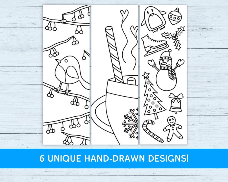 Printable Winter Coloring Bookmarks Set of 6 PDF Instant Etsy Canada
