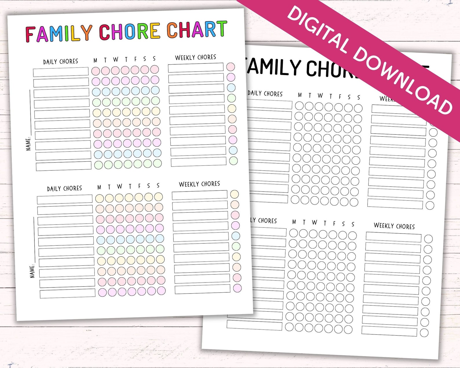 Printable Family Chore Chart Editable Chore Chart for - Etsy