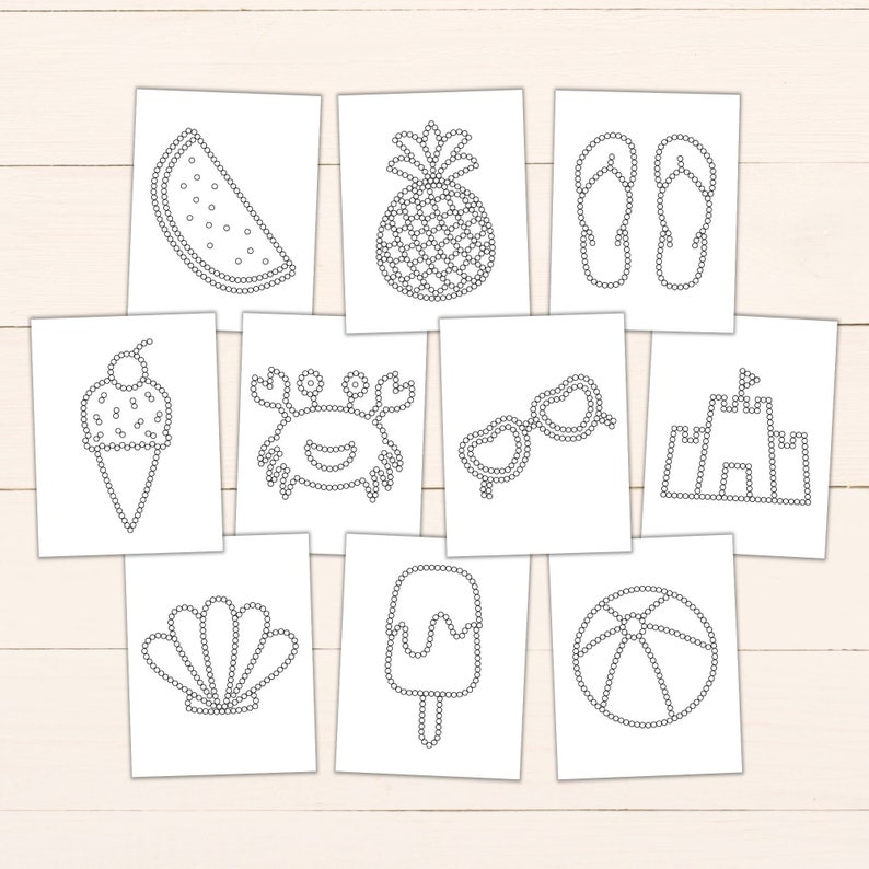 Summer Q-tip Tracing Sheets Printable Preschool Worksheets for Fine ...