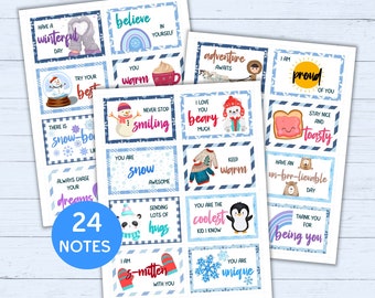 24 Cute Winter Lunch Box Notes for Kids - Printable Lunchbox Notes for Kids - Kids' Lunchbox Note Templates for Boys & Girls