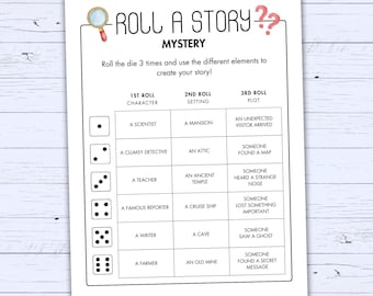 Roll a Mystery Story - Creative Writing Prompt Activity - Printable Story Dice Game - Literacy Activity - Roll a Story - Writing Challenge