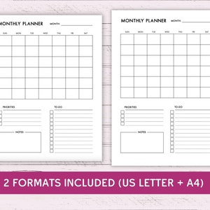 Editable Monthly Planner Instant Download Blank Fillable - Etsy