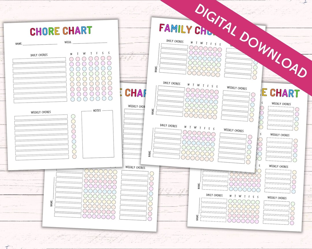 Printable Family Chore Chart Editable Chore Chart for - Etsy