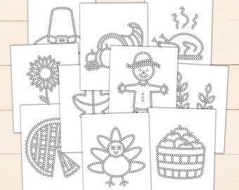 Thanksgiving Q-Tip Tracing Sheets - Printable Preschool Worksheets for Fine Motor Practice - Thanksgiving Q-Tip Painting Templates
