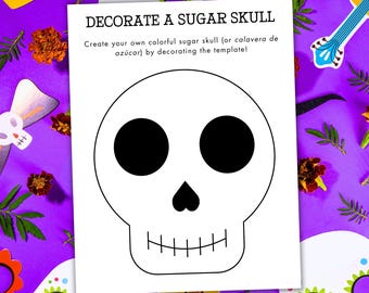 Druckbare Tag der Toten Maske - Dia de Los Muertos Handwerk - Dekorieren Sie einen Zuckerschädel - Calavera Maskenhandwerk - Dia de Los Muertos Aktivität