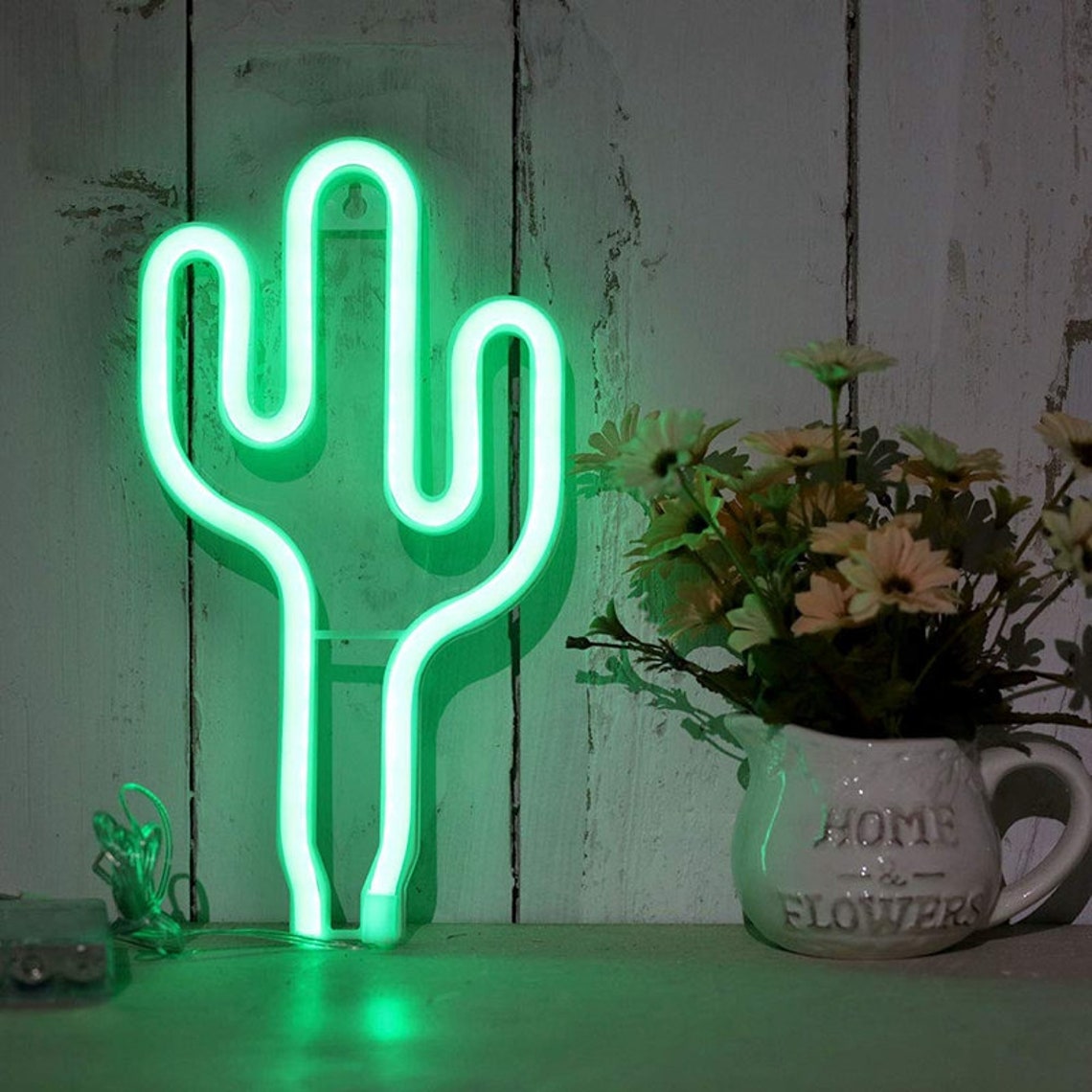 Cactus LED Neon Sign Cacti Shaped Soft Night Light Bar Wall Etsy