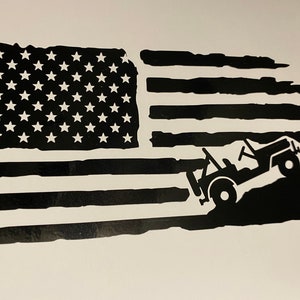 Jeep CJ distressed flag decal sticker