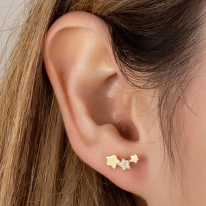 Sterling Silver Star Constellation Stud Earrings: Trio Design
