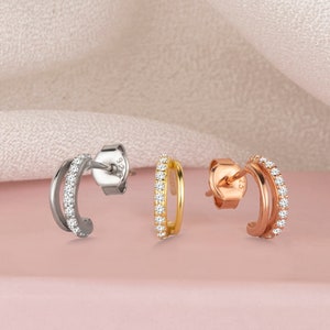 Sterling Silber CZ Bar Ohrstecker: Zierlicher minimalistischer Schmuck