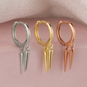 Handmade Sterling Silver Spike Hoop Earrings: Gold & Rose Gold Plated, Christmas Gift