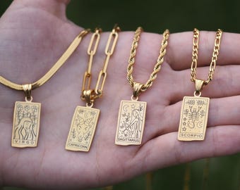 Collier carte de tarot en or 18 carats : cadeau d'anniversaire sans ternissement, cadeau pour elle