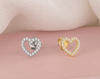 Sterling Silver Crystal Accented Pink Heart Dangle Earrings and a pair of 4mm CZ Stud Earrings Sterling Silver Crystal Accented Pink Heart Dangle Earrings and a pair of 4mm CZ Stud Earrings