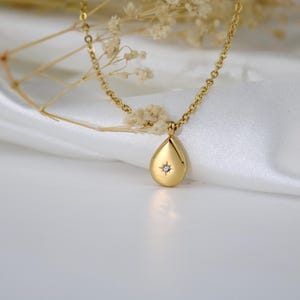 18Kゴールドフィルドドロップネックレス、ゴールドペンダントネックレス、変色防止ジュエリー、誕生日プレゼント、18インチ+5cm延長