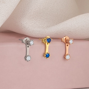 Sterling Silver Sapphire Ear Jackets: Minimalist Ear Climbers