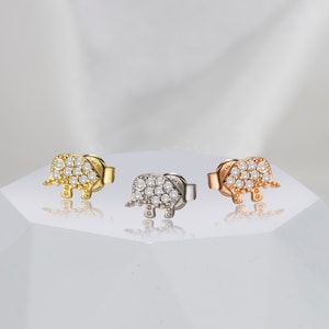 Sterling Silber Elefant Ohrstecker, CZ Ohrstecker, Geschenk für sie, Bester Freund Geschenk, Weihnachtsgeschenk