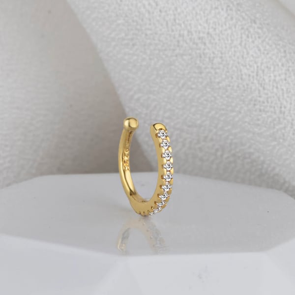 14K Solid Gold Ear Cuff, White Gold Ear Cuff, Yellow Gold Ear Wrap, Gift for her, Christmas Gift