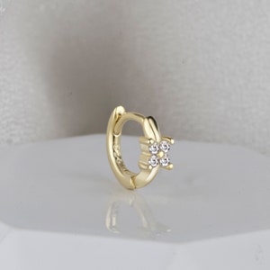 Tiny CZ Hoop Earrings, Minimalist Hoop Earrings, Gold Hoop Earrings, Gifts for her, Christmas Gift, ONLY SILVER