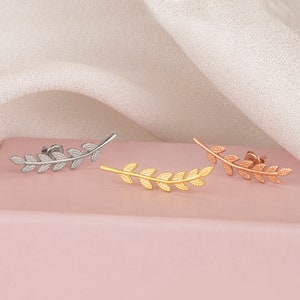 Earcrawler in sterlingzilver, oorschelpen, bladerenoorklimmer, sierlijke oorbellen, cadeau voor haar, ALLEEN GOUD