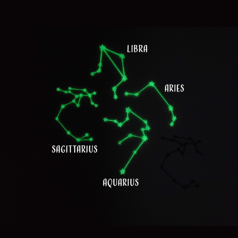 Glow-in-the-Dark Zodiac Constellations - Wall Decor - Celestial Decor - Stars - Constellations - Zodiac image 1