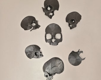 SET OF 7 Skulls - Submerged Human Skulls - 3D Printed Skulls - Illusion Skulls - Halloween Decorations - Skull Wall Art - Spooky Skulls