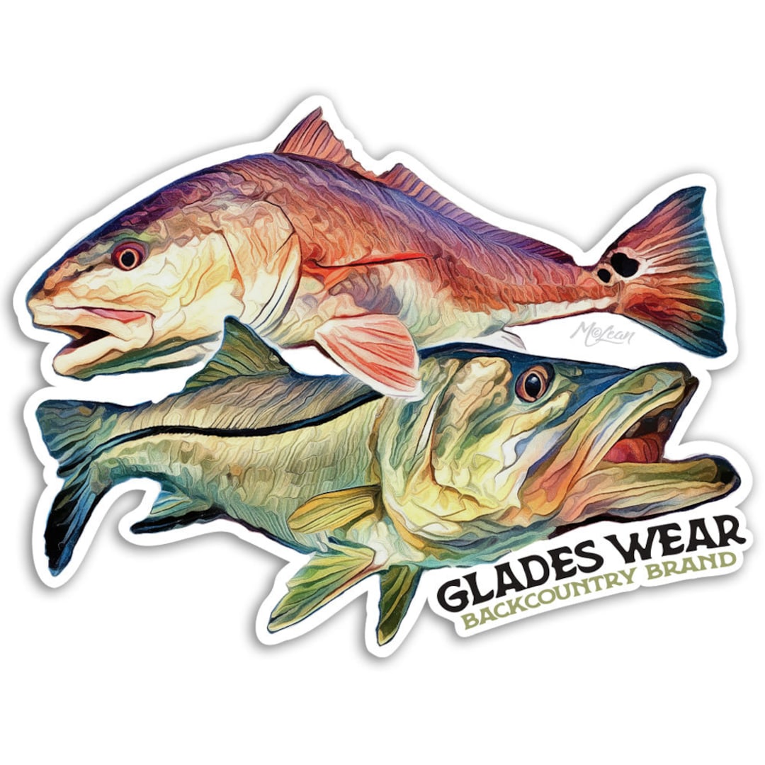 SNOOK REDFISH Red Drum Fish Art Vinyl Sticker Decal - Fishing Art Print ...