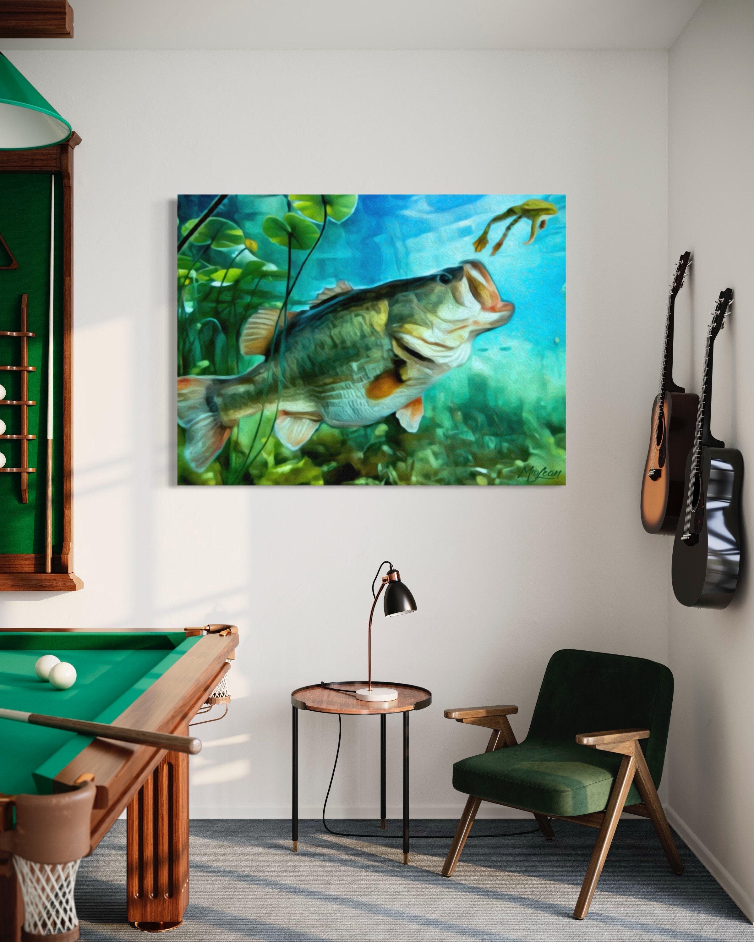 LARGEMOUTH BASS Fish Fine Art Canvas Giclee Print Florida