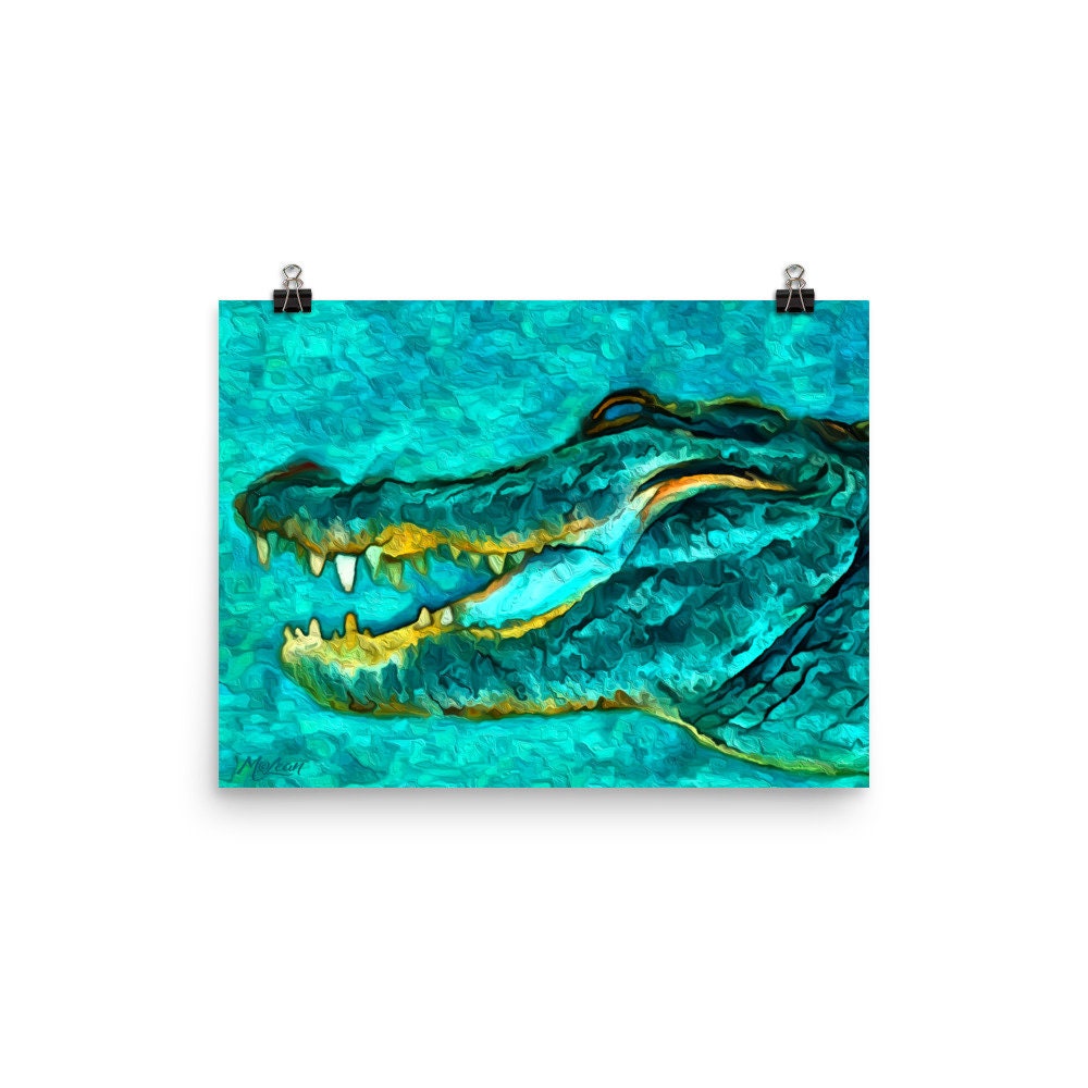 ALLIGATOR Animal Fine Art Canvas Giclee Print Florida Everglades